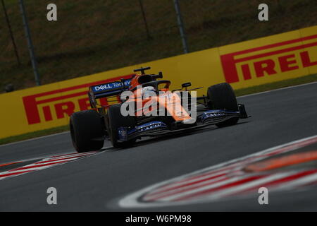 Budapest, Ungarn. 02 Aug, 2019. #55 Carlos Sainz Jr McLaren Renault. GP von Ungarn, Budapest 2-4 August 2019 Credit: Unabhängige Fotoagentur/Alamy leben Nachrichten Stockfoto