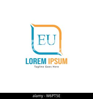 Erste EU-logo Vorlage mit modernen Rahmen. Minimalistische EU-Brief logo Vector Illustration Design Stock Vektor