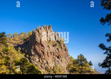 Gran Canaria, Juli, Blick Richtung steilen Klippe Morro Guanil, blauer Himmel Stockfoto