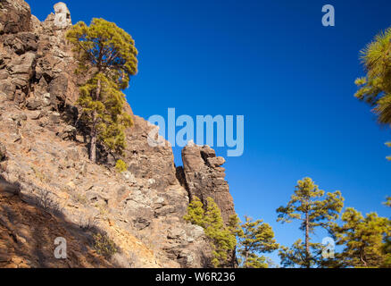 Gran Canaria, Juli, Blick auf steilen Felsen, Stein Stockfoto