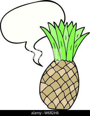 Cartoon Ananas mit Sprechblase Stock Vektor