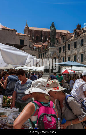 Gundulićeva Poljana, den Marktplatz, Stari Grad, Dubrovnik, Kroatien Stockfoto