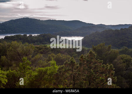 Veliko Jezero: Ein großer See im Nationalpark Mljet, Otok Mljet, Kroatien Stockfoto