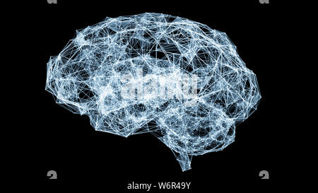 Gehirn Netzwerk konzeptuelle Technologie Abbildung der künstlichen Intelligenz. Abstrakte futuristischen Hintergrund, 3D-Darstellung. Stockfoto