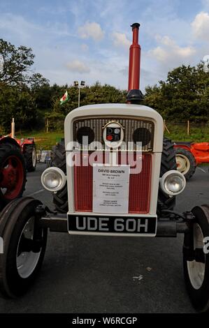 Ein 1969 David Brown 880 selectamatic Traktor in einem Oldtimer Traktoren und Maschinen Anzeige an die 100 Royal Welsh Show 2019, Builth Wells Stockfoto