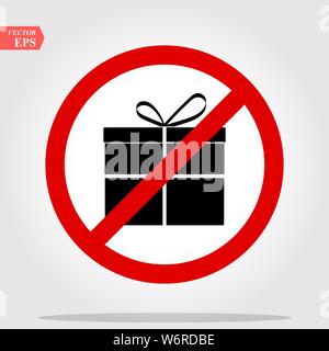 Keine Geschenkverpackung zeichen Symbol. Symbol vorhanden. Rot Verbot unterzeichnen. Stop-Symbol. Vector EPS 10. Stock Vektor