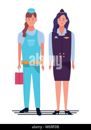 Fachleute Arbeiter Paar lächelnde Cartoons Stock Vektor