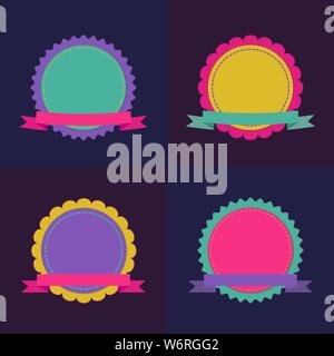 Satz von vier bunte retro Bänder und Etiketten. Vector Illustration Stock Vektor