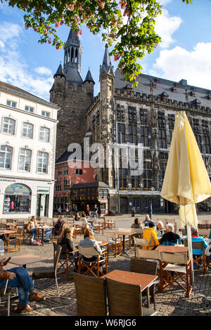 Das historische Rathaus von Aachen, Norden, Stockfoto