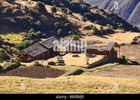 Die Inka-ruinen von Huchuy Qosqo ('Little Cuzco'), das Heilige Tal, Peru Stockfoto