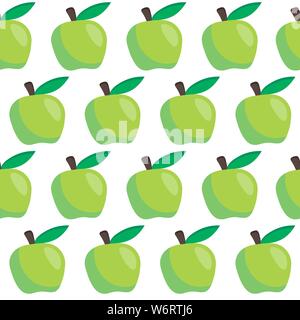 Die nahtlose Vektor Muster mit grünen Äpfeln herbst Muster. Cute apple Muster. Stock Vektor