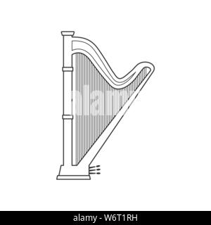 Harfe Schwarz und Weiß. Isolierte Vektor String krank. Stock Vektor