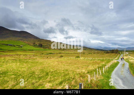 Beautidul Landschaft des Killarney National Park auf bewölkten Tag. Wandern in der Grafschaft Kerry, Irland. Stockfoto