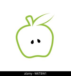 Abbildung: monochrome von Apple Logo. Green Apple vektor Kontur Symbol. Moderner Minimal flache Design Stil. Stock Vektor