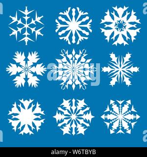 Schneeflocke vektor Symbol Hintergrund blaue Farbe. Winter weiße Weihnachten Schneeflocke Crystal Elements. Wetter Abbildung ice Kollektion. Weihnachten frost Fl Stock Vektor