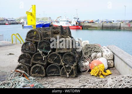 HOWTH, Irland - 27 May 2019 - Fischerboote in Howth, einem Fischerdorf und Vorort von Dublin, Hauptstadt von Irland. Stockfoto