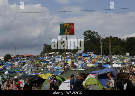 Küstrin, Polen. 02 Aug, 2019. Polen: Die Menschen feiern im Pol und Rock Festival in Küstrin. Quelle: Simone Kuhlmey/Pacific Press/Alamy leben Nachrichten Stockfoto