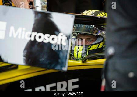 Renault Sport F1-Team die deutschen Fahrer Nico Hulkenberg Sitze in seinem Auto während der zweiten Training der Ungarischen F1 Grand Prix. Stockfoto