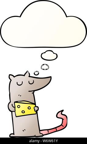 Cartoon Maus mit Käse mit dachte Blase in glatten Farbverlauf Stock Vektor