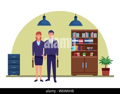 Fachleute Arbeiter Paar lächelnde Cartoons Stock Vektor