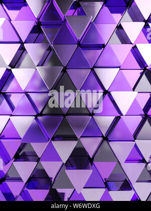 Zusammenfassung Hintergrund von lila Dreiecken gebildet. 3D-Darstellung. Stockfoto