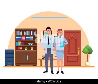 Fachleute Arbeiter Paar lächelnde Cartoons Stock Vektor