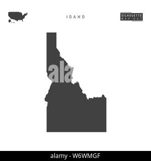 Idaho US-Leere Karte isoliert auf weißem Hintergrund. High-Detailed schwarze Silhouette Karte von Idaho. Stockfoto