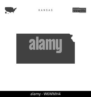 Kansas State leere Karte isoliert auf weißem Hintergrund. High-Detailed schwarze Silhouette Karte von Kansas. Stockfoto