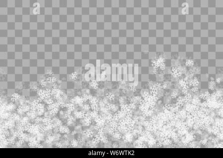 Schneeflocken auf Transparent grau hinterlegt. Horizontale winter Muster Stock Vektor