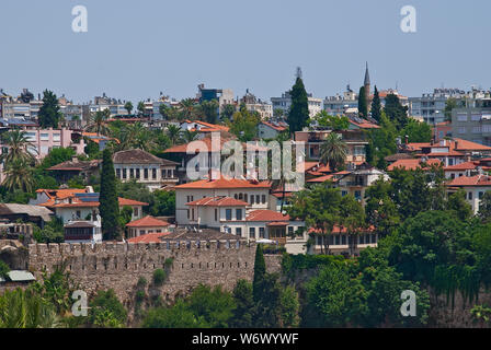 Blick auf die Altstadt von Antalya. Türkische Resort Antalya. Historischen Teil von Antalya, Türkei Stockfoto