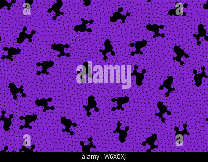 Hund süße Muster schwarz und violett Grafik lustige Muster Stockfoto