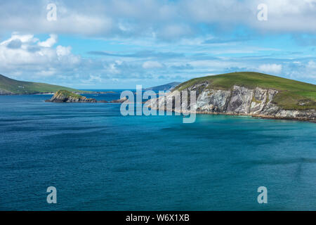 Dunmore Head und benachbarten Locken und Blasket Islands auf der Halbinsel Dingle in der Grafschaft Kerry, Republik von Irland Stockfoto
