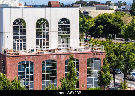 Juli 30, 2019 in Palo Alto/CA/USA - palantir Hauptsitz im Silicon Valley; Palantir Technologien ist eine private Amerikanische software unternehmen, das Spezia Stockfoto