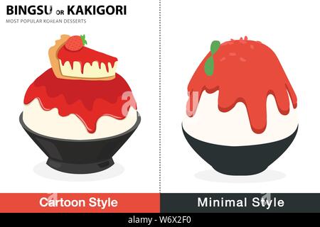 Double Pack - 2 Stil strawberry bingsu Illustration Vektor Stock Vektor