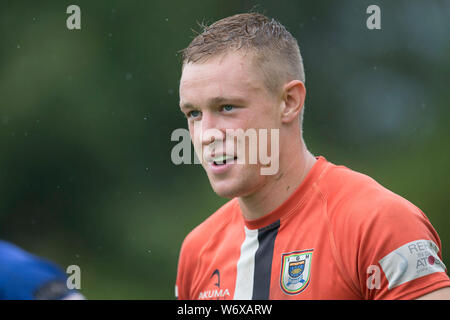 Heidelberg, Deutschland. 28. Juli 2019. Deutschen Meisterschaften in sieben Mann Rugby am 27. und 28. Juli 2019 in Heidelberg. Tim Lichtenberg (RG Heidelberg, Porträt). Credit: Jürgen Kessler/Kessler-Sportfotografie/dpa/Alamy leben Nachrichten Stockfoto