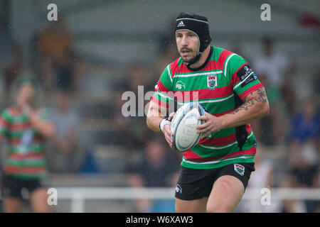 Heidelberg, Deutschland. 28. Juli 2019. Deutschen Meisterschaften in sieben Mann Rugby am 27. und 28. Juli 2019 in Heidelberg. Benni Krimer (RK Heusenstamm). Credit: Jürgen Kessler/Kessler-Sportfotografie/dpa/Alamy leben Nachrichten Stockfoto