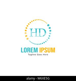 Erste HD-logo Vorlage mit modernen Rahmen. Minimalistische HD schreiben logo Vector Illustration Design Stock Vektor