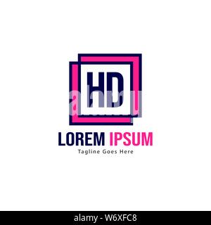 Erste HD-logo Vorlage mit modernen Rahmen. Minimalistische HD schreiben logo Vector Illustration Design Stock Vektor