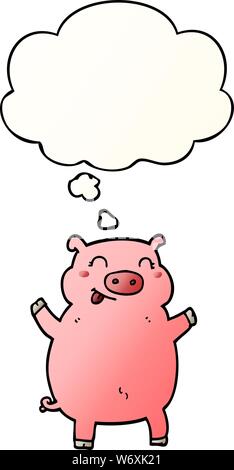 Cartoon Schwein mit dachte Blase in glatten Farbverlauf Stock Vektor