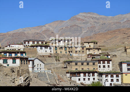 Kye Kloster & Kibber Dorf, Spiti, Himachal Pradesh, Indien Stockfoto