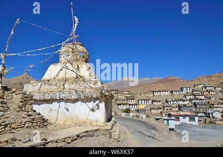 Kye Kloster & Kibber Dorf, Spiti, Himachal Pradesh, Indien Stockfoto