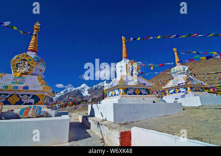 Kye Kloster & Kibber Dorf, Spiti, Himachal Pradesh, Indien Stockfoto