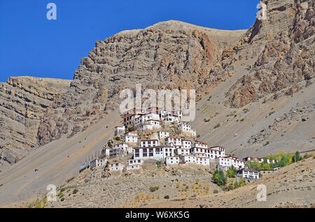 Kye Kloster & Kibber Dorf, Spiti, Himachal Pradesh, Indien Stockfoto