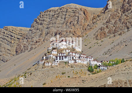 Kye Kloster & Kibber Dorf, Spiti, Himachal Pradesh, Indien Stockfoto