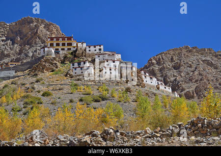 Kye Kloster & Kibber Dorf, Spiti, Himachal Pradesh, Indien Stockfoto