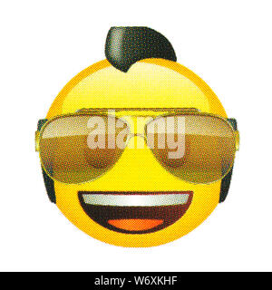 Lächelndes Gesicht mit Sonnenbrille Emoticon Stockfoto