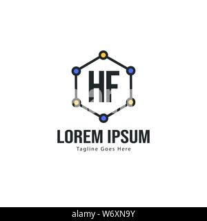 Erste HF-logo Vorlage mit modernen Rahmen. Minimalistische HF schreiben logo Vector Illustration Design Stock Vektor