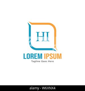 Erste HI logo Vorlage mit modernen Rahmen. Minimalistische HI schreiben logo Vector Illustration Design Stock Vektor