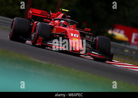 Budapest, Ungarn. 3. August 2019. #16 Charles Leclerc, Scuderia Ferrari. GP von Ungarn, Budapest 2-4 August 2019. Budapest 03/08/2019 GP von Ungarn Formel 1 Meisterschaft 2019 Rennen Foto Federico Basile/Insidefoto Credit: insidefoto Srl/Alamy leben Nachrichten Stockfoto