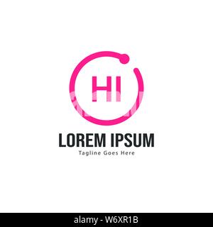 Erste HI logo Vorlage mit modernen Rahmen. Minimalistische HI schreiben logo Vector Illustration Design Stock Vektor